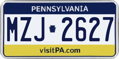 PA license plate MZJ2627