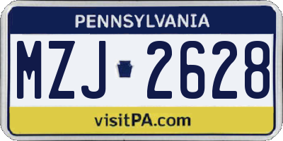 PA license plate MZJ2628