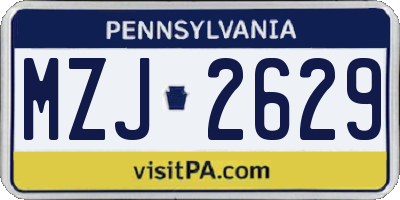 PA license plate MZJ2629