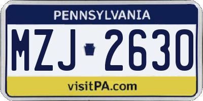 PA license plate MZJ2630