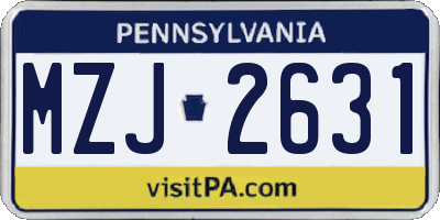 PA license plate MZJ2631
