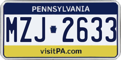PA license plate MZJ2633