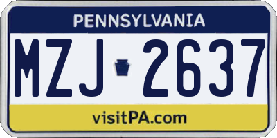 PA license plate MZJ2637