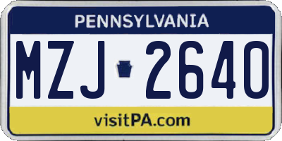 PA license plate MZJ2640
