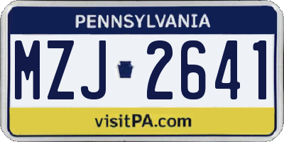 PA license plate MZJ2641