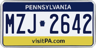 PA license plate MZJ2642