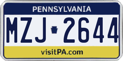 PA license plate MZJ2644