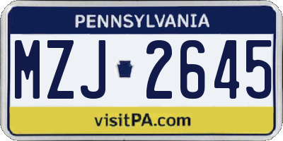 PA license plate MZJ2645