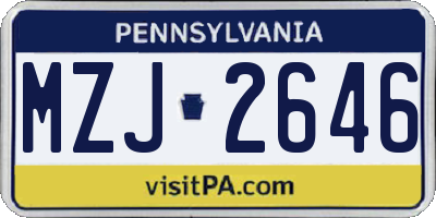 PA license plate MZJ2646