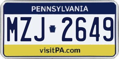 PA license plate MZJ2649