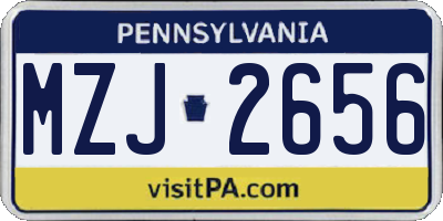 PA license plate MZJ2656
