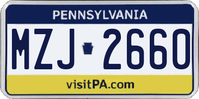 PA license plate MZJ2660