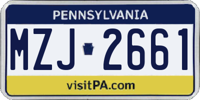 PA license plate MZJ2661