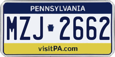 PA license plate MZJ2662