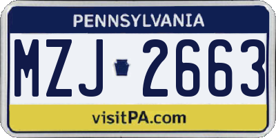 PA license plate MZJ2663