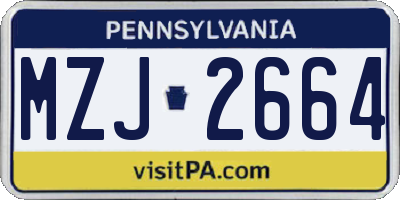 PA license plate MZJ2664
