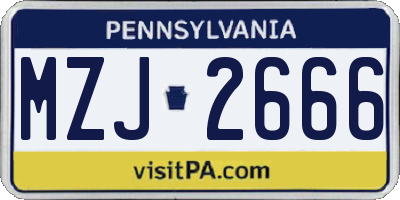 PA license plate MZJ2666