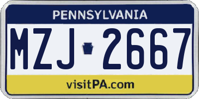 PA license plate MZJ2667