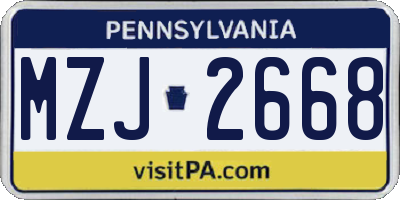 PA license plate MZJ2668