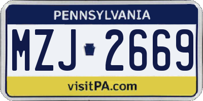 PA license plate MZJ2669