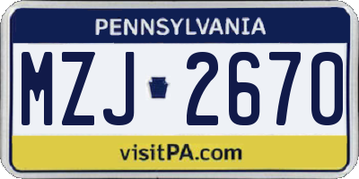 PA license plate MZJ2670