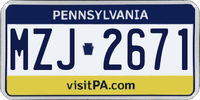 PA license plate MZJ2671
