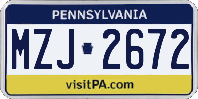 PA license plate MZJ2672