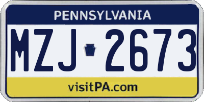 PA license plate MZJ2673