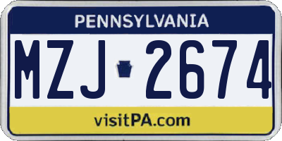 PA license plate MZJ2674