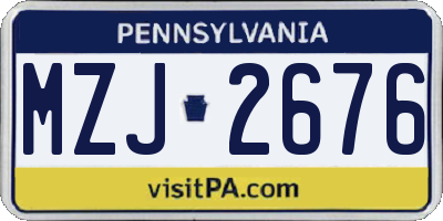 PA license plate MZJ2676