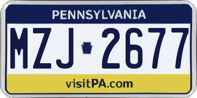 PA license plate MZJ2677