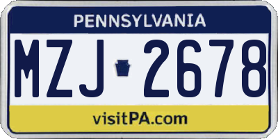 PA license plate MZJ2678