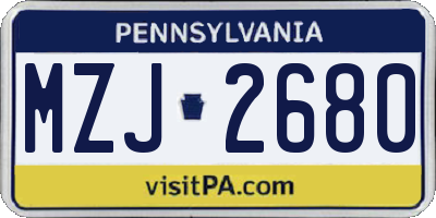 PA license plate MZJ2680