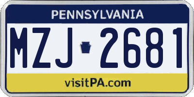 PA license plate MZJ2681