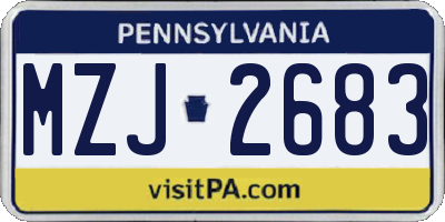 PA license plate MZJ2683