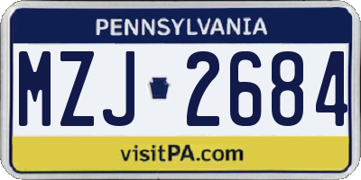 PA license plate MZJ2684