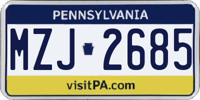 PA license plate MZJ2685