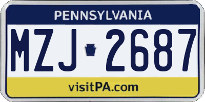 PA license plate MZJ2687