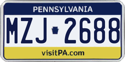 PA license plate MZJ2688