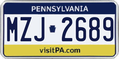 PA license plate MZJ2689