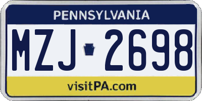 PA license plate MZJ2698