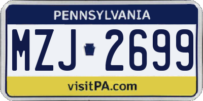 PA license plate MZJ2699