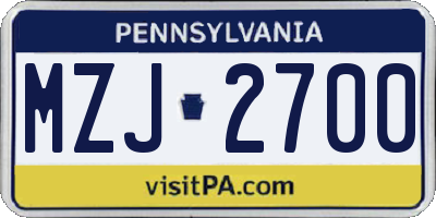 PA license plate MZJ2700