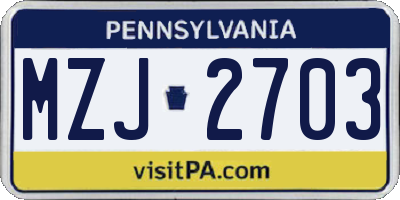 PA license plate MZJ2703