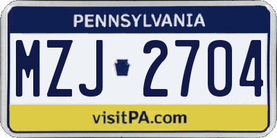 PA license plate MZJ2704