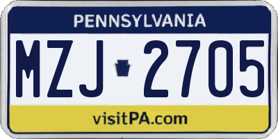 PA license plate MZJ2705