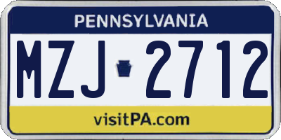 PA license plate MZJ2712