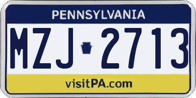 PA license plate MZJ2713
