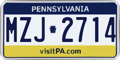 PA license plate MZJ2714