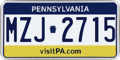 PA license plate MZJ2715